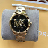 Buy Shop Michael Kors Runway Quartz Black Dial Gold Steel Strap Watch For Women - MK6682 USA Online