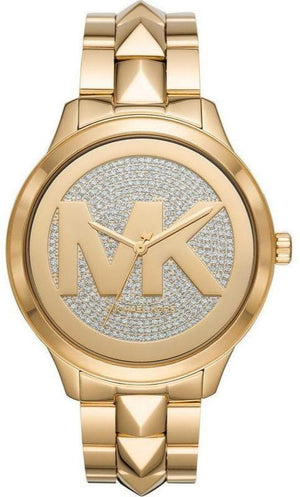 Buy Shop Michael Kors Runway Mercer Crystals Gold Dial Gold Steel Strap Watch For Women - MK6714 USA Online