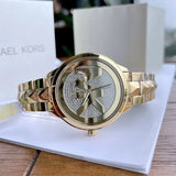 Buy Shop Michael Kors Runway Mercer Crystals Gold Dial Gold Steel Strap Watch For Women - MK6714 USA Online