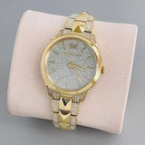 Buy Shop Michael Kors Runway Mercer Crystals Silver Dial Gold Steel Strap Watch For Women - MK6715 USA Online