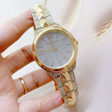 Buy Shop Michael Kors Runway Mercer Crystals Silver Dial Gold Steel Strap Watch For Women - MK6715 USA Online