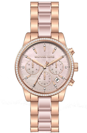 Buy Shop Michael Kors Ritz Chronograph Mother of Pearl White Dial Two Tone Steel Strap Watch For Women - MK6769 USA Online