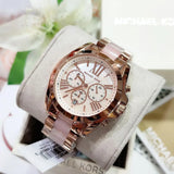 Buy Shop Michael Kors Bradshaw Chronograph Pink Dial Two Tone Steel Strap Watch For Women - MK6830 USA Online