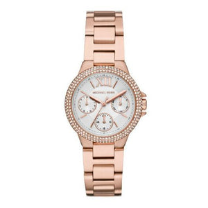 Buy Shop Michael Kors Camille Multifunction White Dial Rose Gold Steel Strap Watch For Women - MK6845 USA Online
