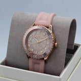 Buy Shop Michael Kors Runway Three Hand Crystal Pave Dial Pink Rubber Strap Watch For Women - MK6854 USA Online
