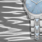Buy Shop Michael Kors Runway Mercer Quartz Mother of Pearl Blue Dial Silver Steel Strap Watch For Women - MK6857 USA Online
