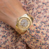 Buy Shop Michael Kors Runway Three-Hand Gold Dial Gold Steel Strap Watch For Women - MK6911 USA Online