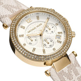 Michael Kors Parker Chronograph White Dial White Leather Strap Watch For Women - MK6916