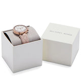 Michael Kors Parker Chronograph White Dial Pink Leather Strap Watch For Women - MK6935