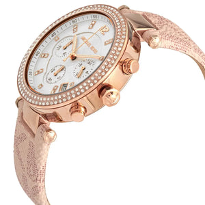 Buy Shop Michael Kors Parker Chronograph White Dial Pink Leather Strap Watch For Women - MK6935 USA Online