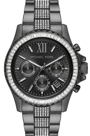 Buy Shop Michael Kors Everest Chronograph Black Dial Grey Steel Strap Watch For Women - MK6974 USA Online