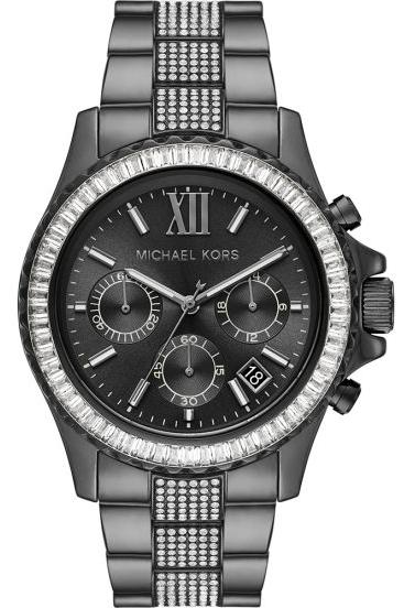 Buy Shop Michael Kors Everest Chronograph Black Dial Grey Steel Strap Watch For Women - MK6974 USA Online