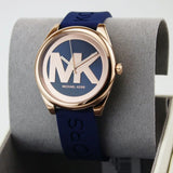Buy Shop Michael Kors Janelle Three Hand Blue Dial Blue Rubber Strap Watch For Women - MK7140 USA Online