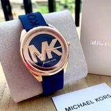 Buy Shop Michael Kors Janelle Three Hand Blue Dial Blue Rubber Strap Watch For Women - MK7140 USA Online
