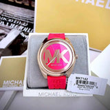 Buy Shop Michael Kors Janelle Three Hand Red Dial Red Rubber Strap Watch For Women - MK7142 USA Online