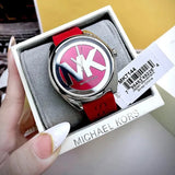 Buy Shop Michael Kors Janelle Three Hand Red Dial Red Rubber Strap Watch For Women - MK7144 USA Online