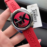 Buy Shop Michael Kors Janelle Three Hand Red Dial Red Rubber Strap Watch For Women - MK7144 USA Online