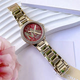 Buy Shop Michael Kors Camille Analog Red Dial Gold Steel Strap Watch For Women - MK7196 USA Online