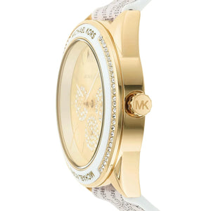 Buy Shop Michael Kors Jessa Multifunction Gold Dial White Leather Strap Watch For Women - MK7204 USA Online