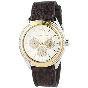 Buy Shop Michael Kors Jessa Multifunction Silver Dial Brown Leather Strap Watch For Women - MK7205 USA Online