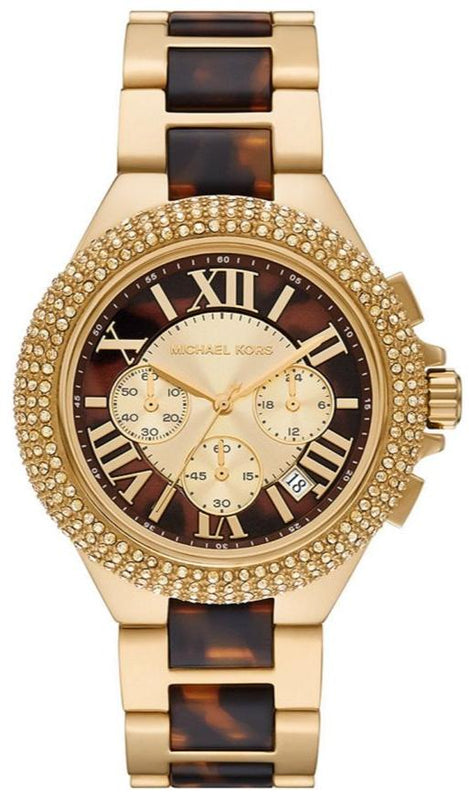 Buy Shop Michael Kors Camille Chronograph Brown Dial Two Tone Steel Strap Watch For Women - MK7269 USA Online