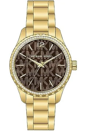 Buy Shop Michael Kors Layton Chronograph Brown Dial Gold Steel Strap Watch For Women - MK7296 USA Online