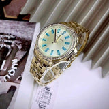 Buy Shop Michael Kors Mini Pilot Quartz Gold Dial Gold Steel Strap Watch For Women - MK7366 USA Online