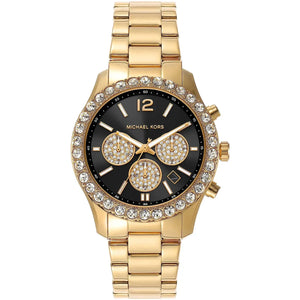 Buy Shop Michael Kors Berkley Chronograph Black Dial Gold Steel Strap Watch For Women - MK7414 USA Online