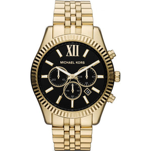 Buy Shop Michael Kors Lexington Chronograph Black Dial Gold Steel Strap Watch for Men - MK8286 USA Online