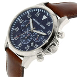 Buy Shop Michael Kors Gage Chronograph Blue Dial Brown Leather Strap Watch For Men - MK8362 USA Online