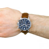 Buy Shop Michael Kors Gage Chronograph Blue Dial Brown Leather Strap Watch For Men - MK8362 USA Online