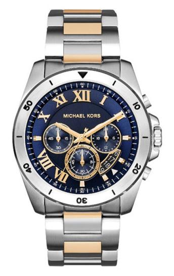 Buy Shop Michael Kors Brecken Chronograph Blue Dial Two Tone Steel Strap Watch For Men - MK8437 USA Online