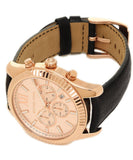 Buy Shop Michael Kors Lexington Chronograph Rose Gold Dial Black Leather Strap Watch For Men - MK8516 USA Online