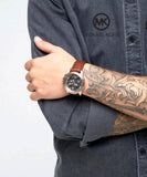Buy Shop Michael Kors Ryker Analog Gray Dial Brown Leather Strap Watch For Men - MK8519 USA Online