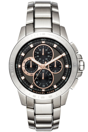 Buy Shop Michael Kors Ryker Chronograph Black Dial Silver Steel Strap Watch For Men - MK8528 USA Online