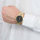 Buy Shop Michael Kors Slim Runway Quartz Black Dial Gold Steel Strap Watch For Men - MK8621 USA Online