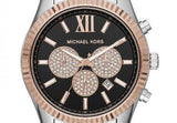 Michael Kors Lexington Chronograph Crystals Black Dial Two Tone Steel Strap Watch for Men - MK8714