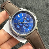 Buy Shop Michael Kors Sullivan Quartz Blue Dial Brown Leather Strap Watch For Men - MK8996 USA Online