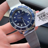 Buy Shop Michael Kors Everest Quartz Blue Dial Silver Mesh Bracelet Watch For Men - MK9082 USA Online