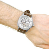 Buy Shop Fossil Modern Machine Automatic Skeleton White Dial Brown Leather Strap Watch for Women - ME3083 USA Online