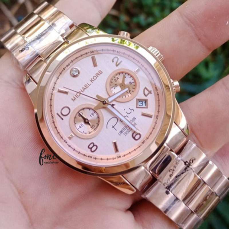 Buy Shop Michael Kors Paris Limited Edition Rose Gold Dial Steel Strap Watch for Women - MK5716 USA Online