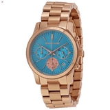 Buy Shop Michael Kors Runway Chronograph Turquoise Dial Rose Gold Steel Strap Watch For Women - MK6164 USA Online