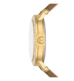 Buy Shop Michael Kors Quartz Gold Dial Brown Leather Strap Watch For Women - MKO1026 USA Online