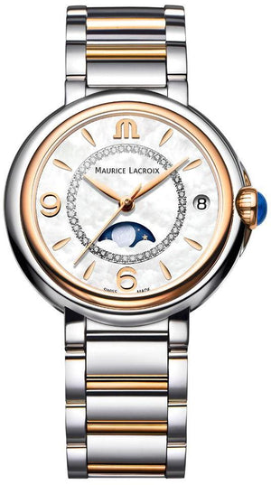 Buy Shop Maurice Lacroix Fiaba Moonphase Mother of Pearl Dial Two Tone Steel Strap Watch for Women - FA1084-PVP13-150-1 USA Online