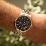 Buy Shop Emporio Armani Renato Chronograph Blue Dial Two Tone Steel Strap Watch For Men - AR80025 USA Online