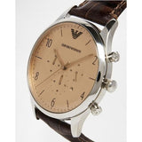 Buy Shop Emporio Armani Classic Chronograph Cream Dial Brown Leather Strap Watch For Men - AR1878 USA Online