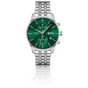 Buy Shop Hugo Boss Associate Green Dial Silver Steel Strap Watch for Men - 1513975 USA Online