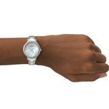 Buy Shop Emporio Armani Cleo Crystals Mother Of Pearl Dial Silver Steel Strap Watch For Women - AR11484 USA Online