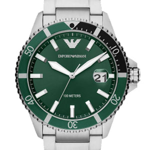 Buy Shop Emporio Armani Three Hand Green Dial Silver Steel Strap Watch For Men - AR11338 USA Online