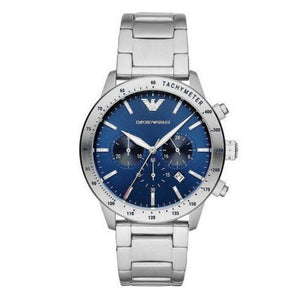 Buy Shop Emporio Armani Mario Chronograph Blue Dial Silver Steel Strap Watch For Men - AR11306 USA Online